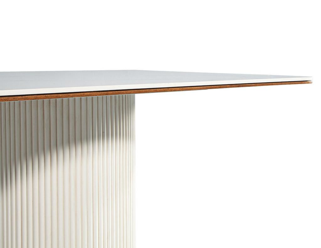 Custom Modern Porcelain Dining Table Tambour Pedestals For Sale 8