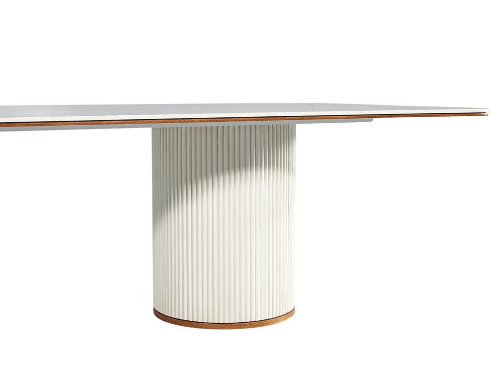Custom Modern Porcelain Dining Table Tambour Pedestals For Sale 9