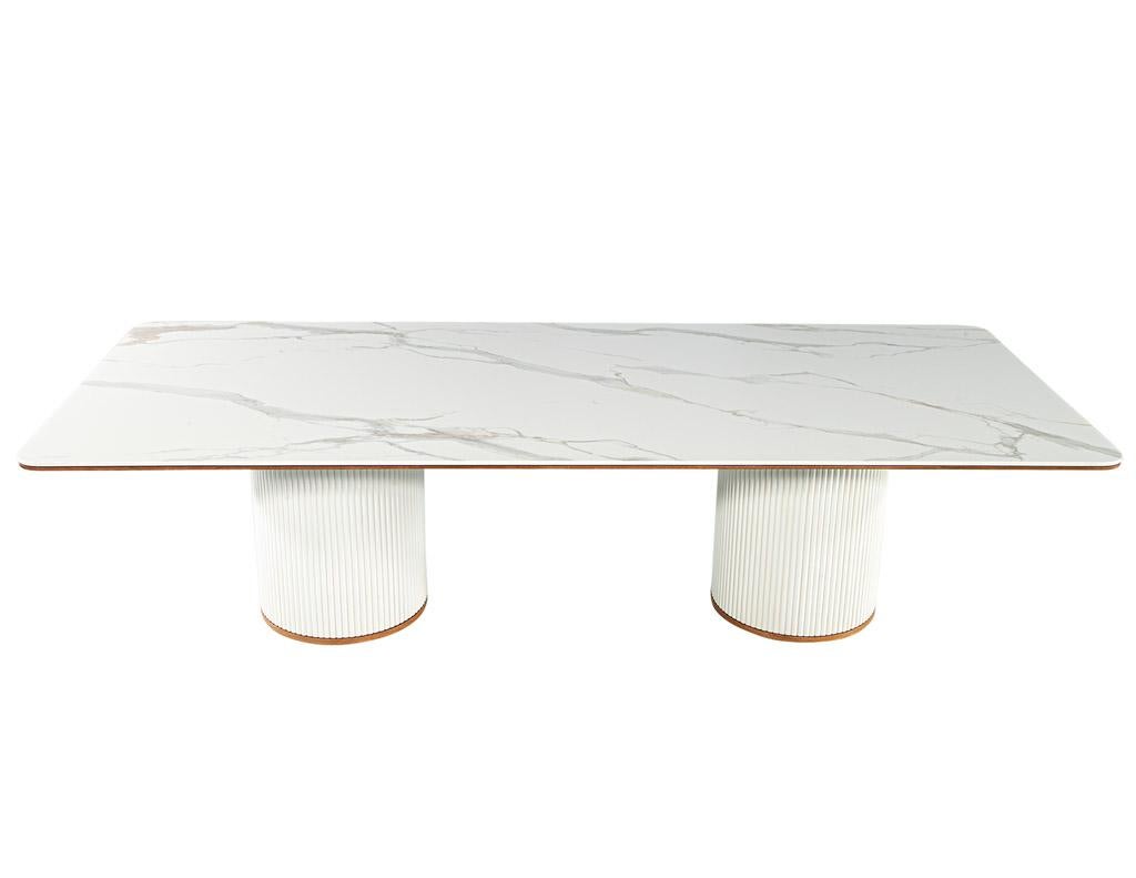 Custom Modern Porcelain Dining Table Tambour Pedestals For Sale 10