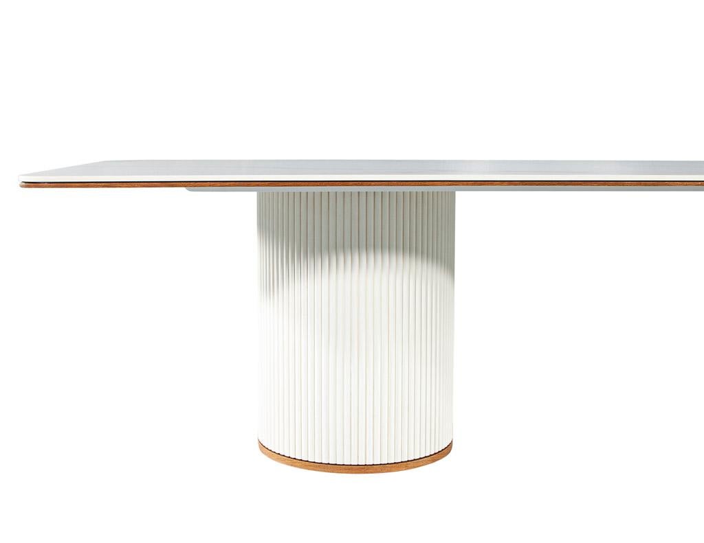 Custom Modern Porcelain Dining Table Tambour Pedestals For Sale 1