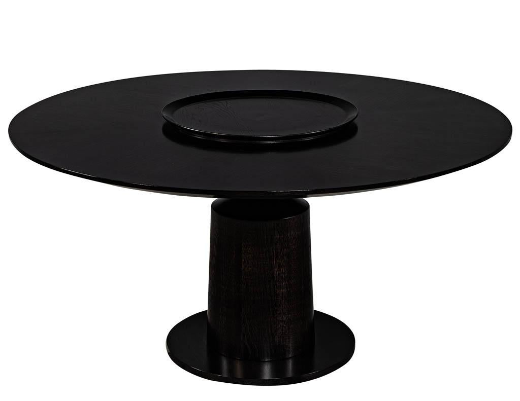 Custom Modern Round Black Oak Dining Table by Carrocel For Sale 3