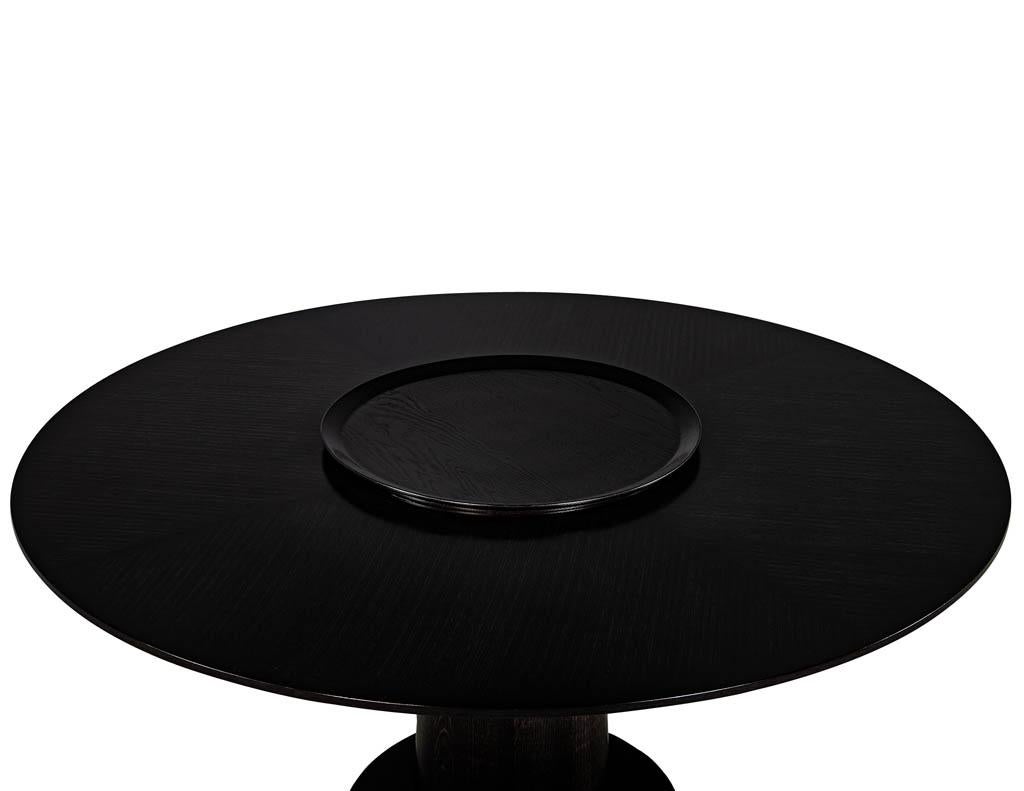 Custom Modern Round Black Oak Dining Table by Carrocel For Sale 4