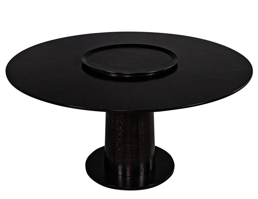 black oak round dining table