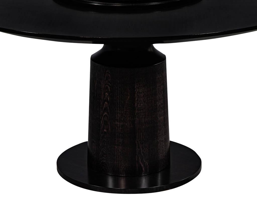 Canadian Custom Modern Round Black Oak Dining Table by Carrocel For Sale