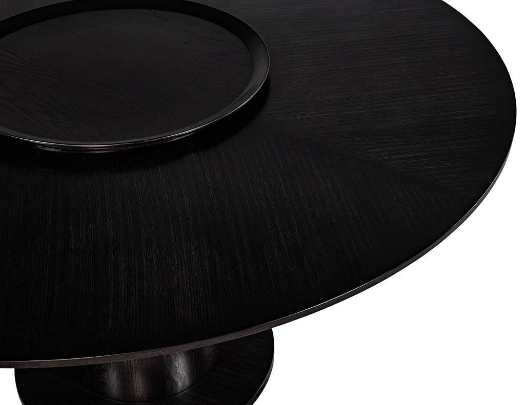 Custom Modern Round Black Oak Dining Table by Carrocel In New Condition For Sale In North York, ON