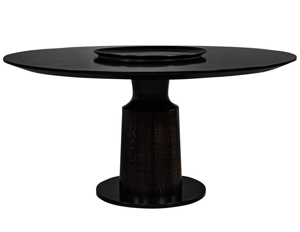 Contemporary Custom Modern Round Black Oak Dining Table by Carrocel For Sale