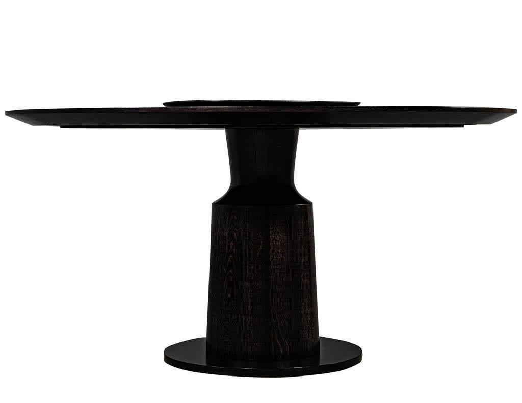 Custom Modern Round Black Oak Dining Table by Carrocel For Sale 1