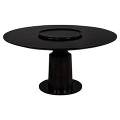 Table de salle à manger ronde en chêne noir moderne sur mesure par Carrocel