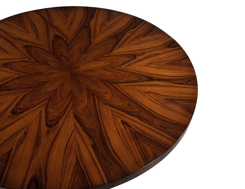 Walnut Custom Modern Round Dining Table in Sunburst Pattern