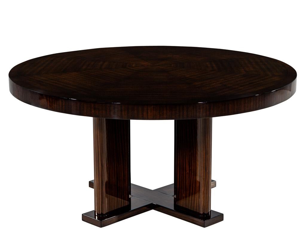 Custom Modern Round Macassar Dining Table For Sale 6