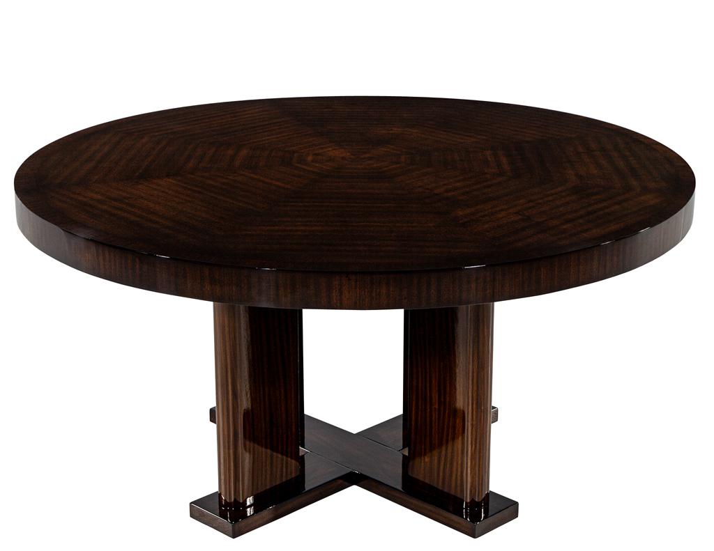 Canadian Custom Modern Round Macassar Dining Table For Sale