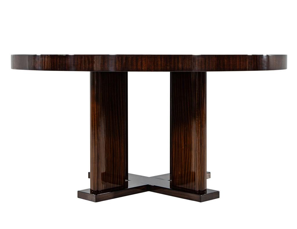 Hand-Crafted Custom Modern Round Macassar Dining Table For Sale