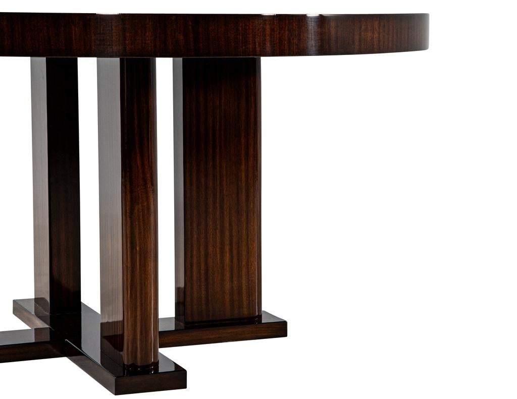 Custom Modern Round Macassar Dining Table In New Condition For Sale In North York, ON