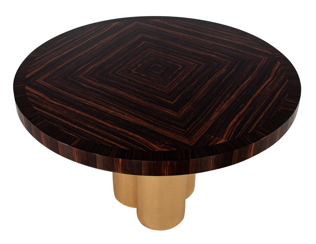 Custom Modern Round Macassar Foyer Dining Table by Carrocel In New Condition In North York, ON