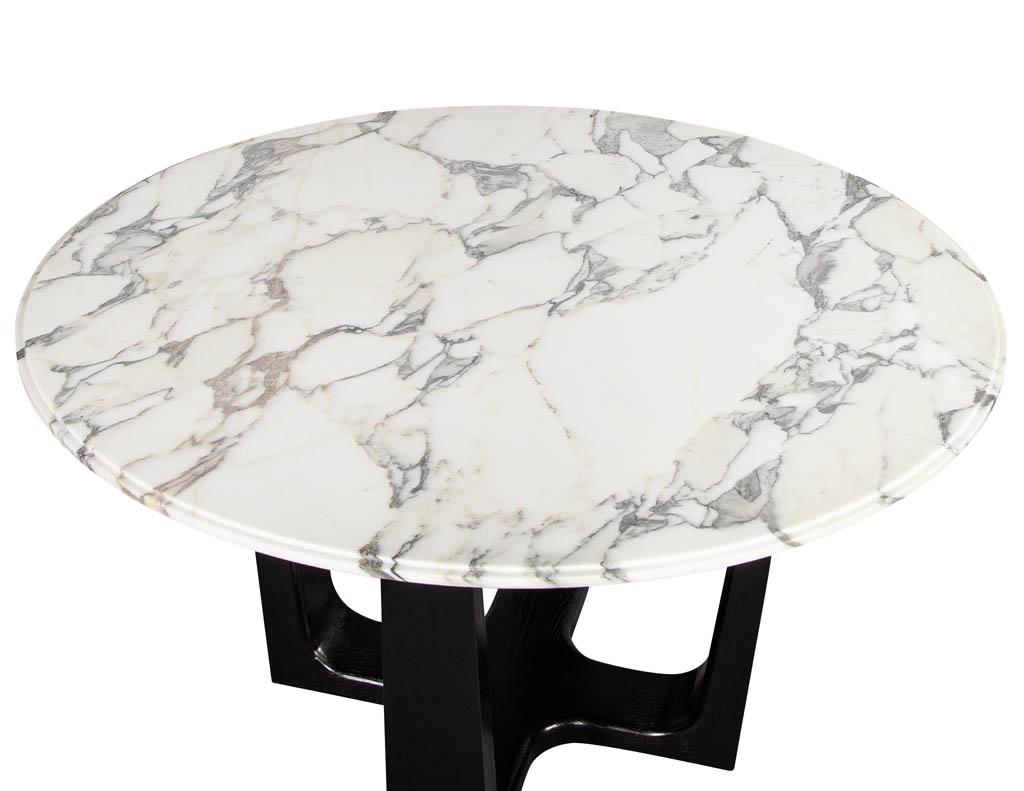 American Custom Modern Round Marble-Top Dining Table