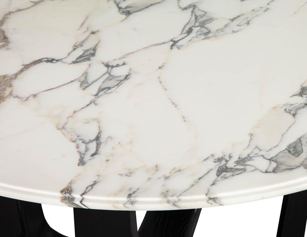 Custom Modern Round Marble-Top Dining Table In New Condition In North York, ON