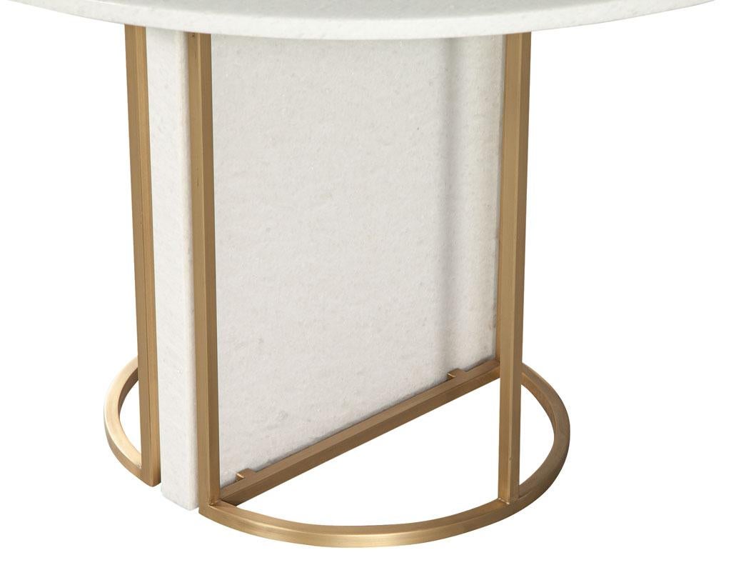 Custom Modern Round Marble Top Dining Table with Brass For Sale 7