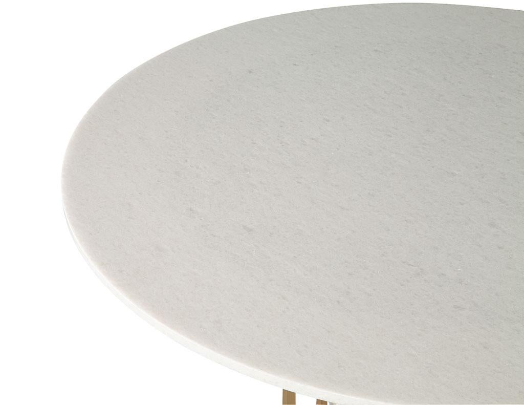 Contemporary Custom Modern Round Marble Top Dining Table with Brass For Sale