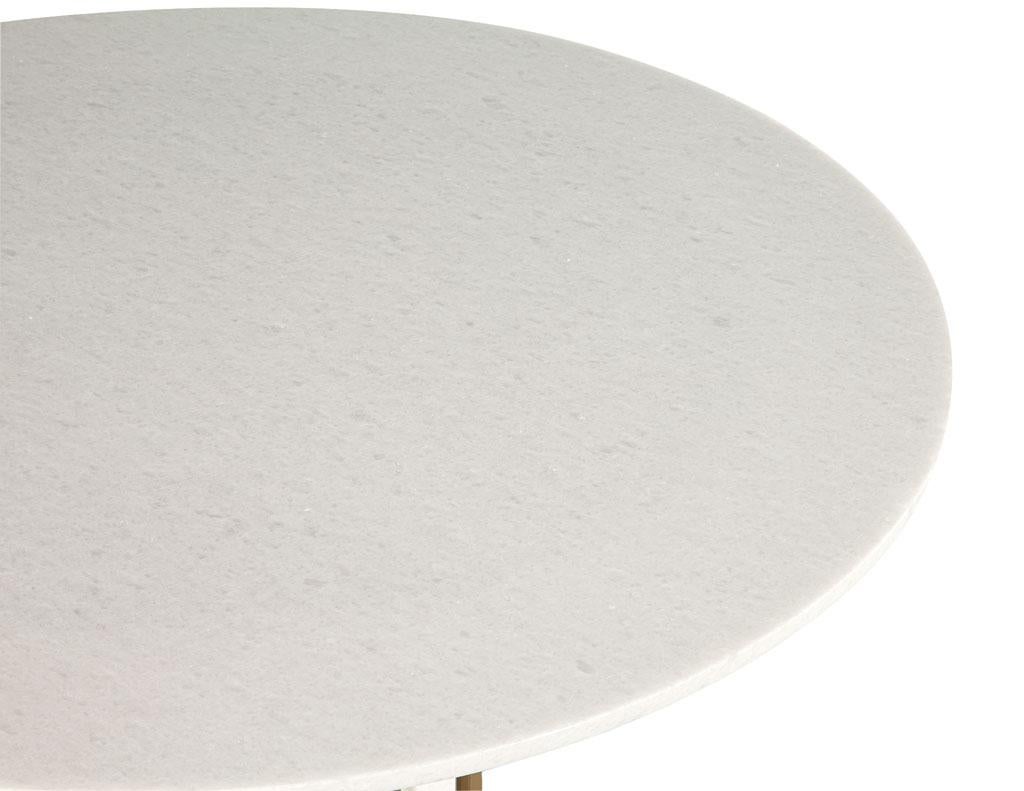 Custom Modern Round Marble Top Dining Table with Brass For Sale 1
