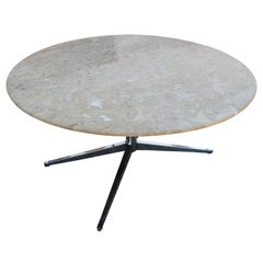 Custom Modern Round Marble-Top Table on a Florence Knoll Chrome Base