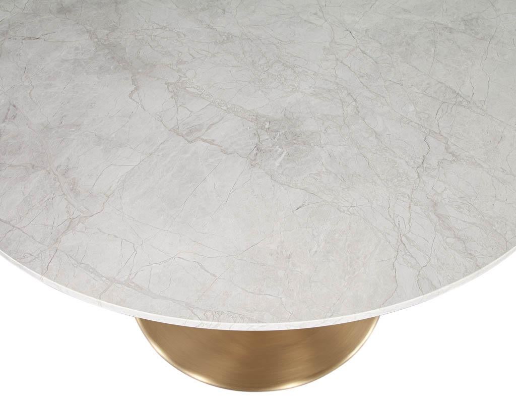 Contemporary Custom Modern Round Stone Top Table with Brass Tulip Base