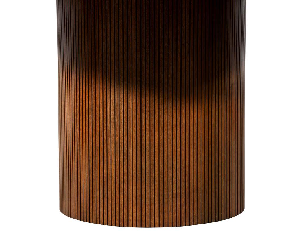 Custom Modern Round Walnut Dining Table in Sunburst Pattern 3