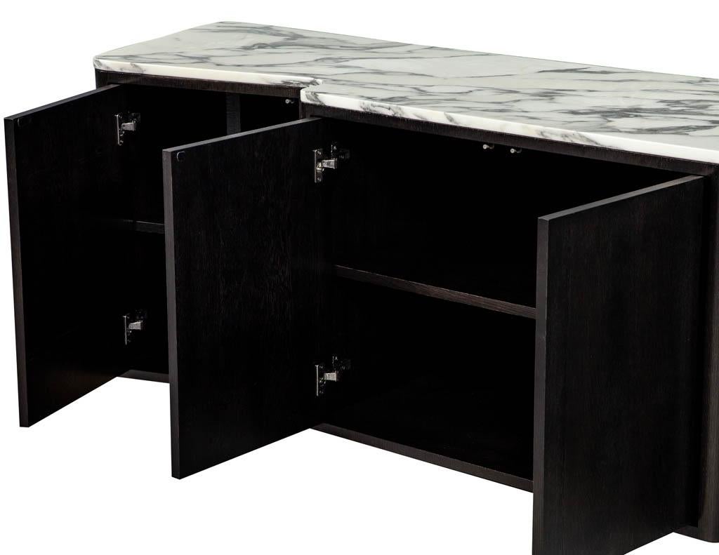 Custom Modern Serpentine Styled Marble-Top Sideboard Buffet Media Cabinet For Sale 3