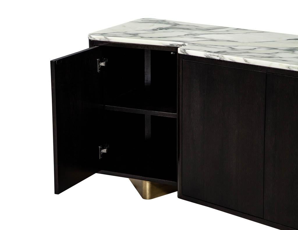 Custom Modern Serpentine Styled Marble-Top Sideboard Buffet Media Cabinet For Sale 4
