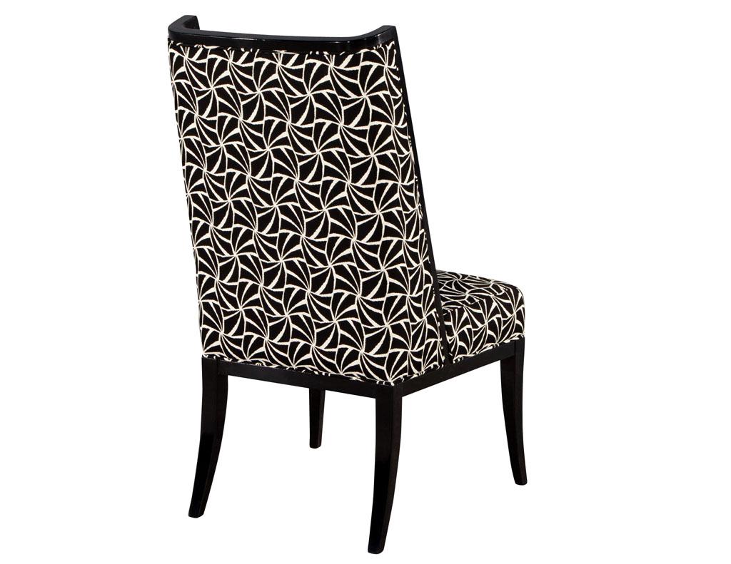 American Custom Modern Side Chair in Black and White Geometric Fabric For Sale