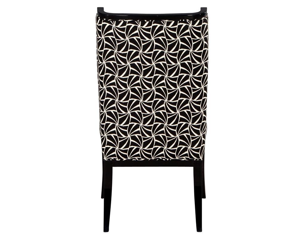 Custom Modern Side Chair in Black and White Geometric Fabric In New Condition For Sale In North York, ON