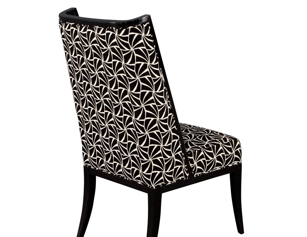 Custom Modern Side Chair in Black and White Geometric Fabric For Sale 1