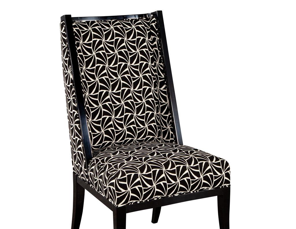 Custom Modern Side Chair in Black and White Geometric Fabric For Sale 2