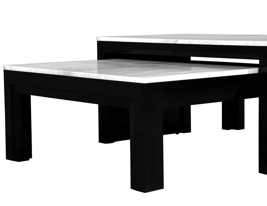 Custom Modern Stone Top Cocktail Table with Nesting Table Design For Sale 4