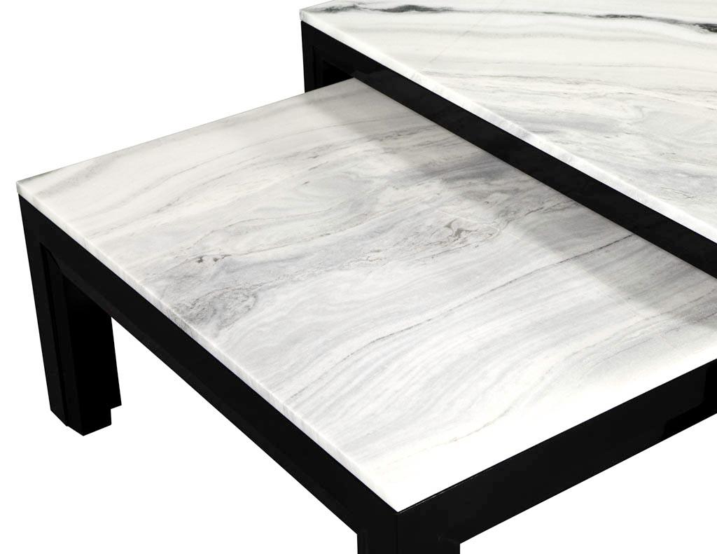 Custom Modern Stone Top Cocktail Table with Nesting Table Design For Sale 5