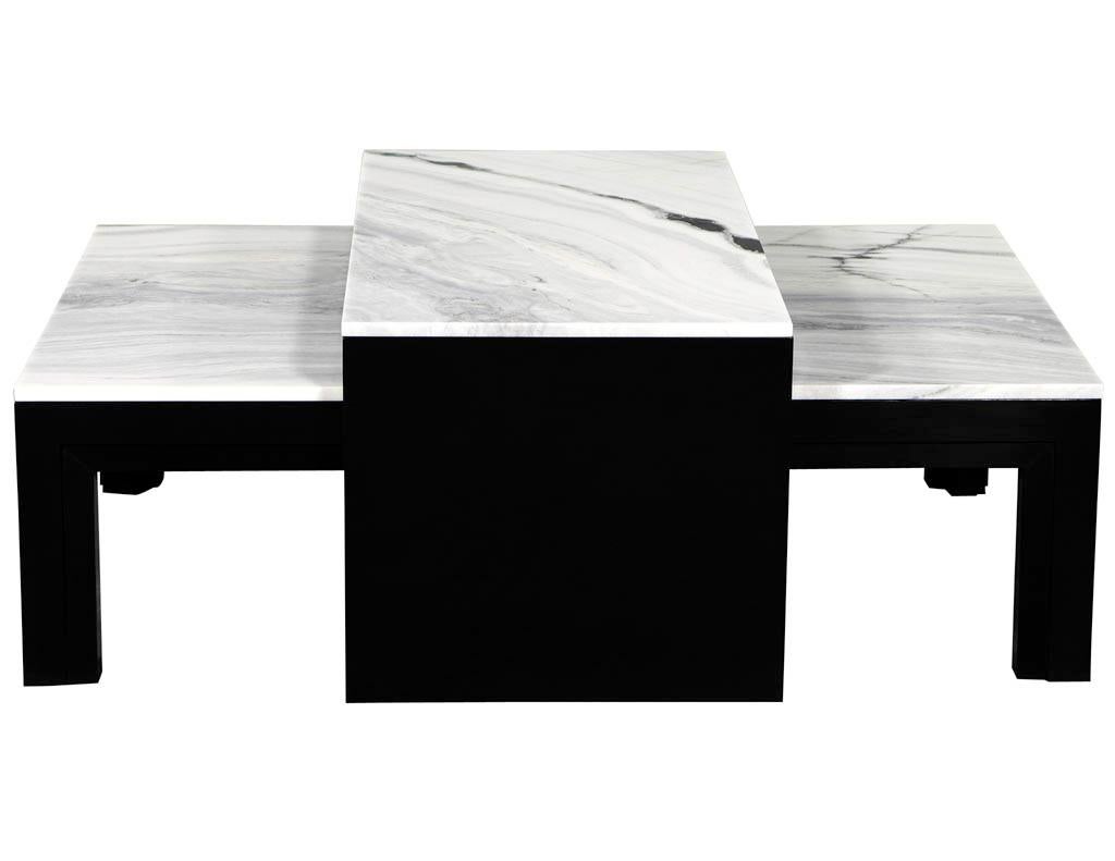 Custom Modern Stone Top Cocktail Table with Nesting Table Design In New Condition For Sale In North York, ON
