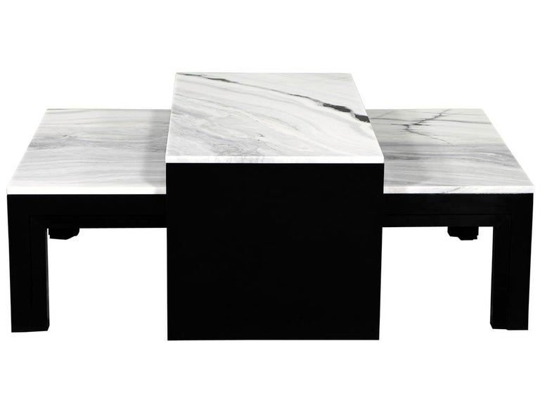 Custom Modern Stone Top Cocktail Table with Nesting Table Design For