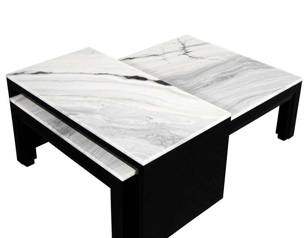 Custom Modern Stone Top Cocktail Table with Nesting Table Design For Sale 1