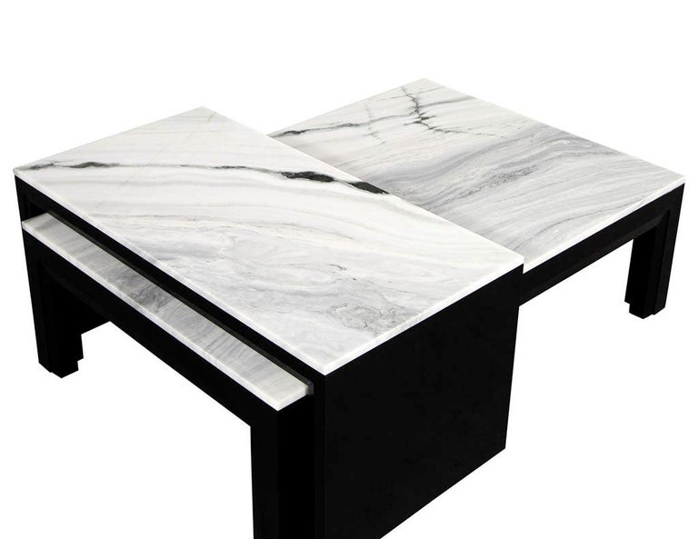 Custom Modern Stone Top Cocktail Table with Nesting Table Design For