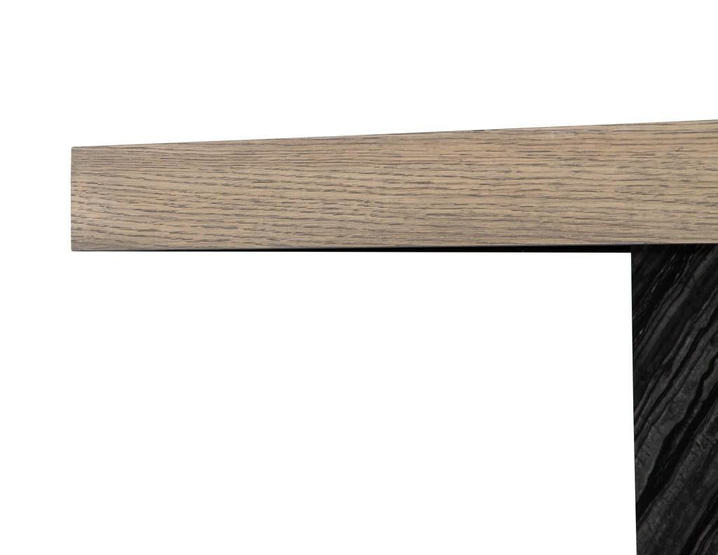 Custom Modern Style Oak and Marble Pedestal Base Dining Table Desk 2