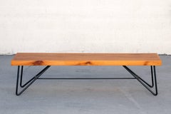 Custom Modern Tiger Wood and Steel Bench