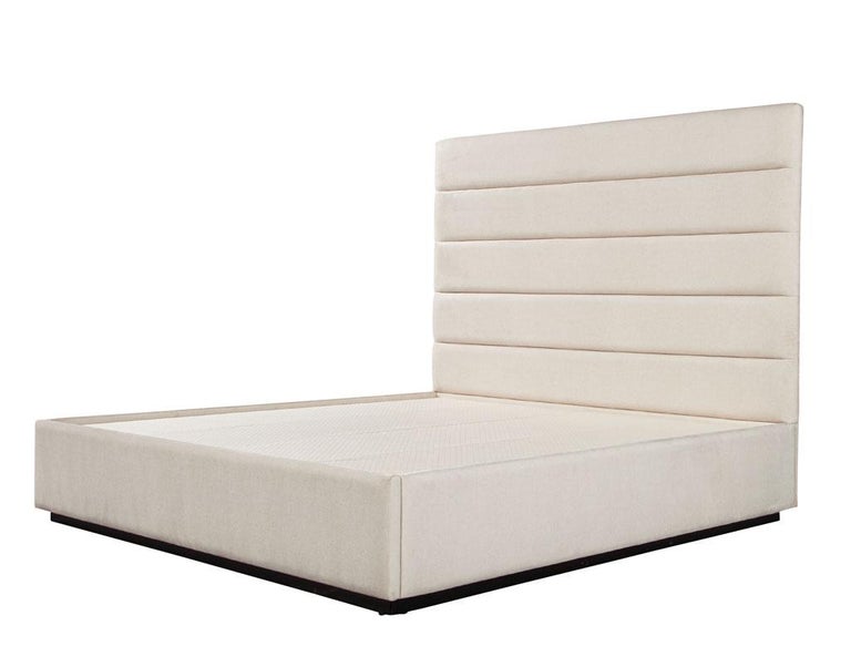 Custom Modern Upholstered Channeled King Bed For Sale 5