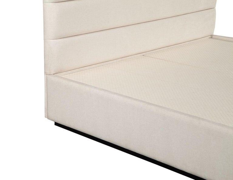 Custom Modern Upholstered Channeled King Bed For Sale 1