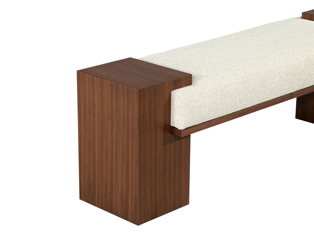 Fabric Custom Modern Walnut Bench For Sale