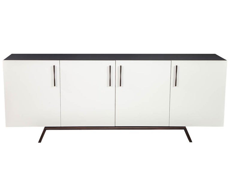 Custom Modern Walnut Brass Sideboard Buffet by Carrocel For Sale at 1stDibs