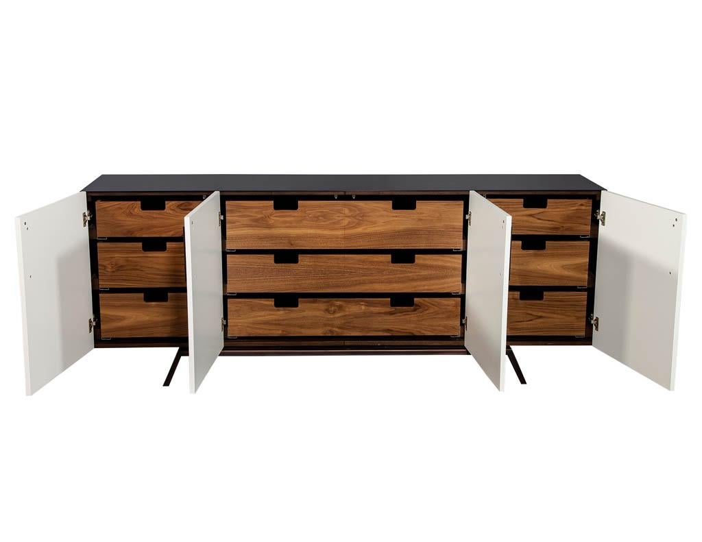Custom Modern Walnut Brass Sideboard Buffet by Carrocel In Excellent Condition For Sale In North York, ON