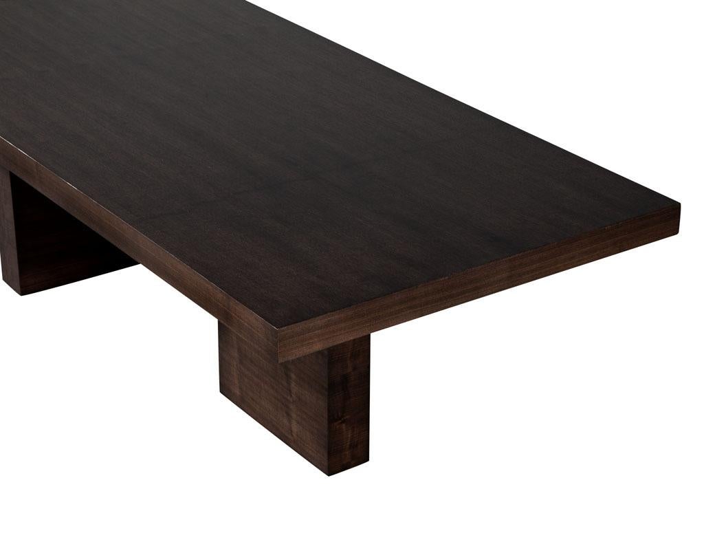 Custom Modern Walnut Dining Table with Column Pedestals by Carrocel For Sale 5