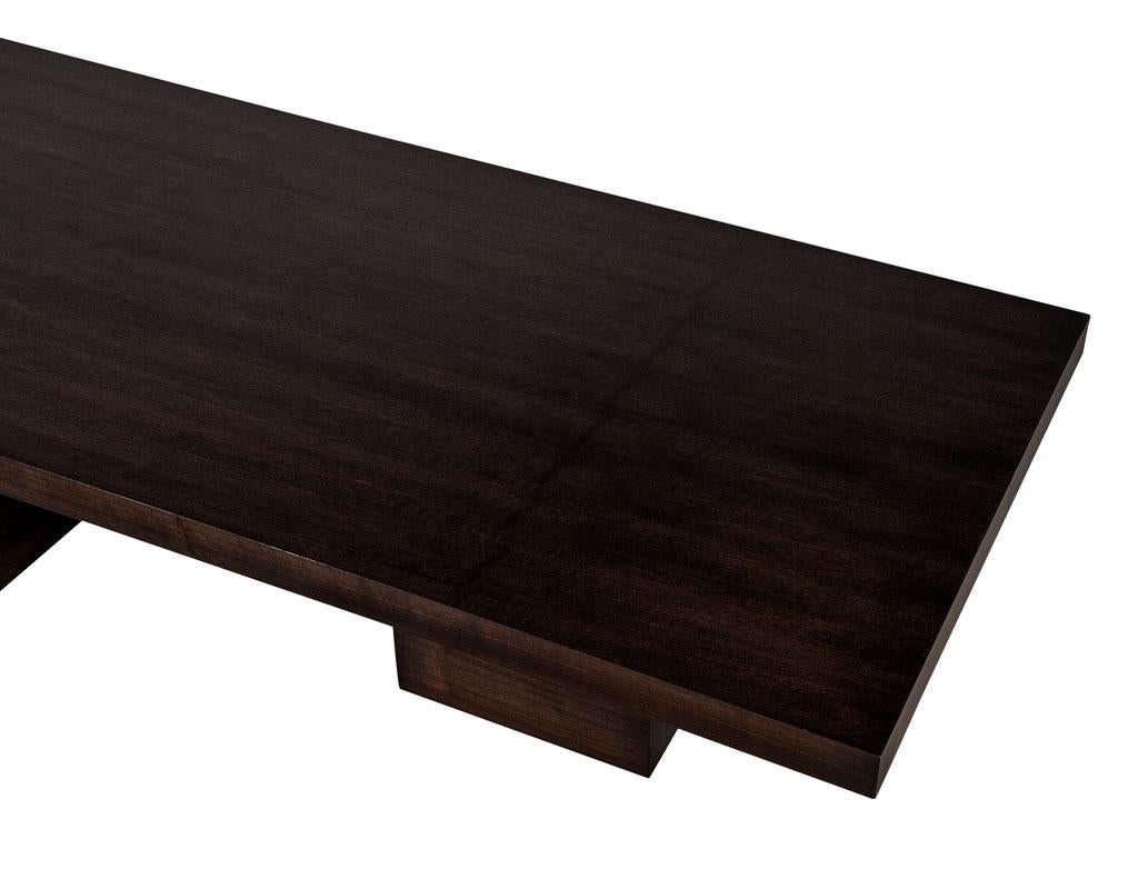 Custom Modern Walnut Dining Table with Column Pedestals by Carrocel For Sale 7