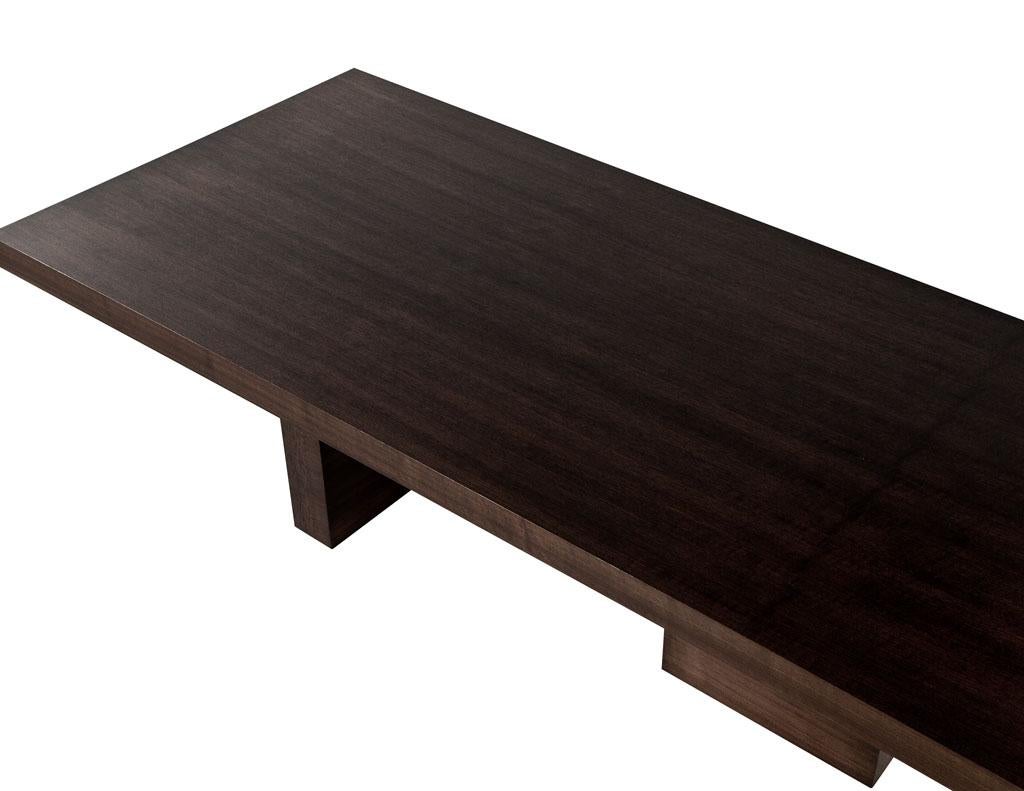 Custom Modern Walnut Dining Table with Column Pedestals by Carrocel For Sale 8