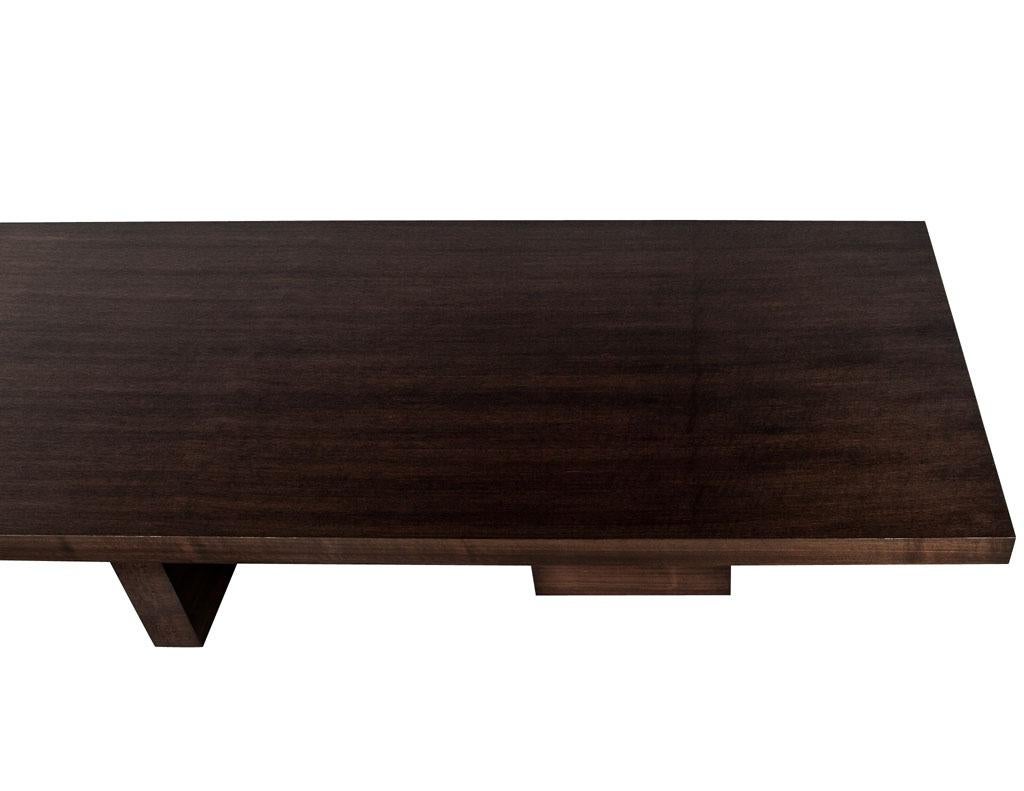 Custom Modern Walnut Dining Table with Column Pedestals by Carrocel For Sale 9