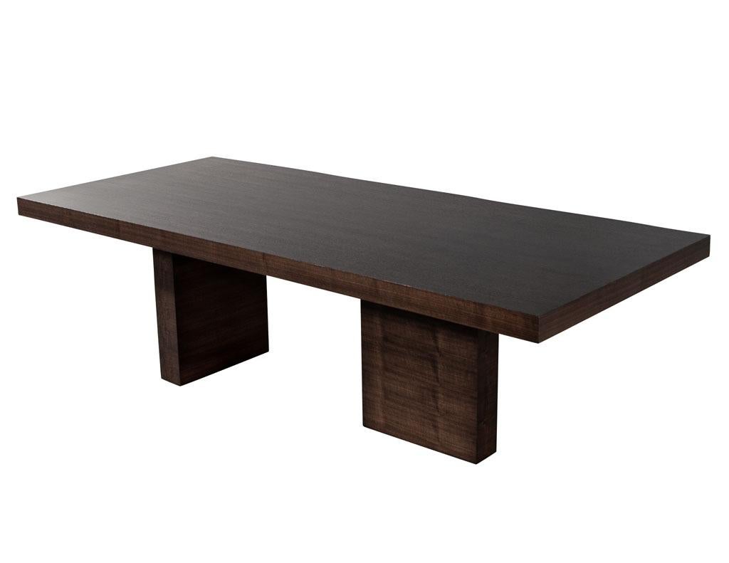 Custom Modern Walnut Dining Table with Column Pedestals by Carrocel For Sale 10